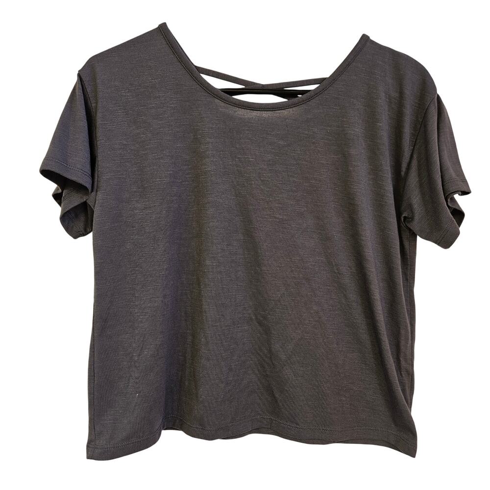 SO Grey Short Sleeve Top Size XL‎ Kids Short Sleeve Y2K 90s Cropped Casual Box